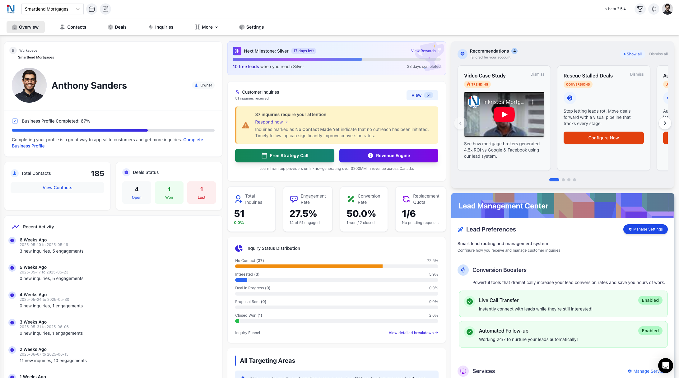 Inkris Service Provider Dashboard